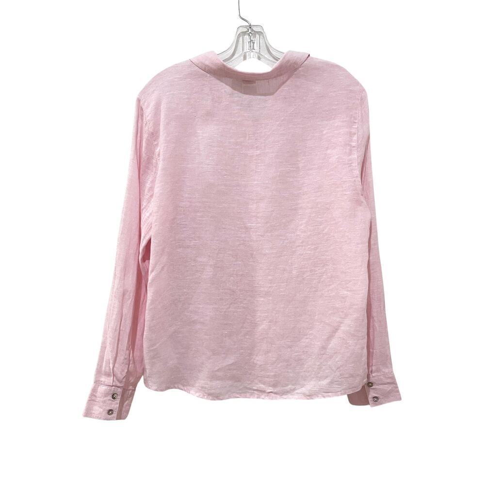 Joie Shirt Womens Large Pink 100% Linen Button Front Long Sleeve Top Lightweight - Picture 3 of 7
